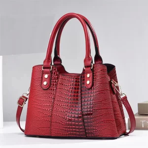 Crocodile Pattern Elegant Shoulder Red Bag for Ladies