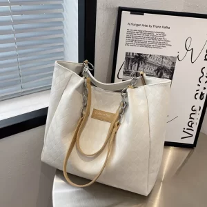 Female Simple White Shoulder Handbag