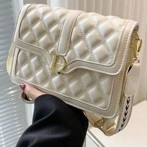 Ladies Casual Quilted White Sling Bag