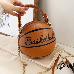 Women Basketball Shaped Orange Sling Bag